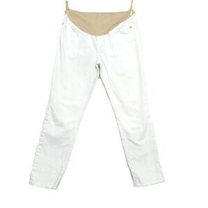 Ann Taylor Loft Maternity Jeans SZ 6 White Full Belly Panel Skinny